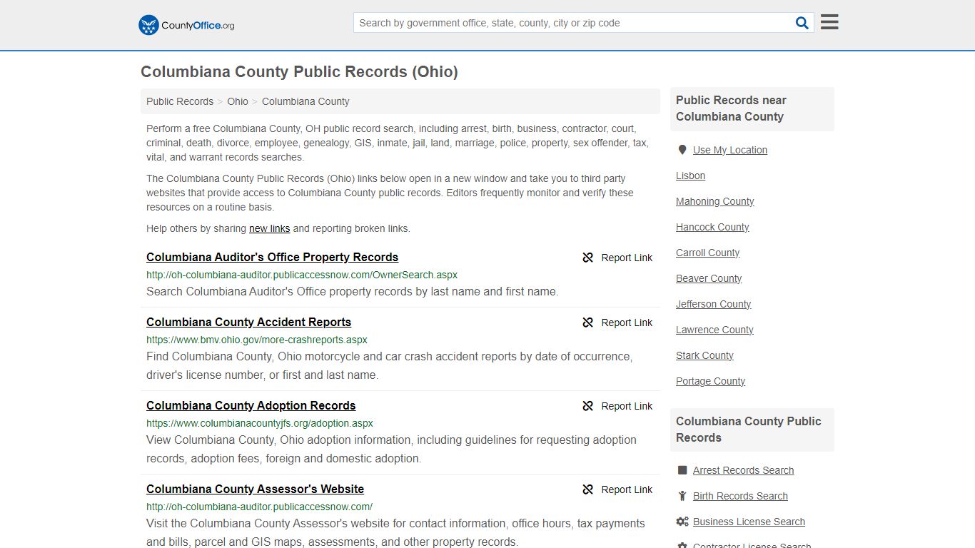 Columbiana County Public Records (Ohio) - County Office